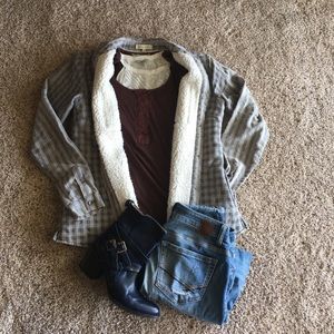 Gilded intent Sherpa lines flannel Jacket